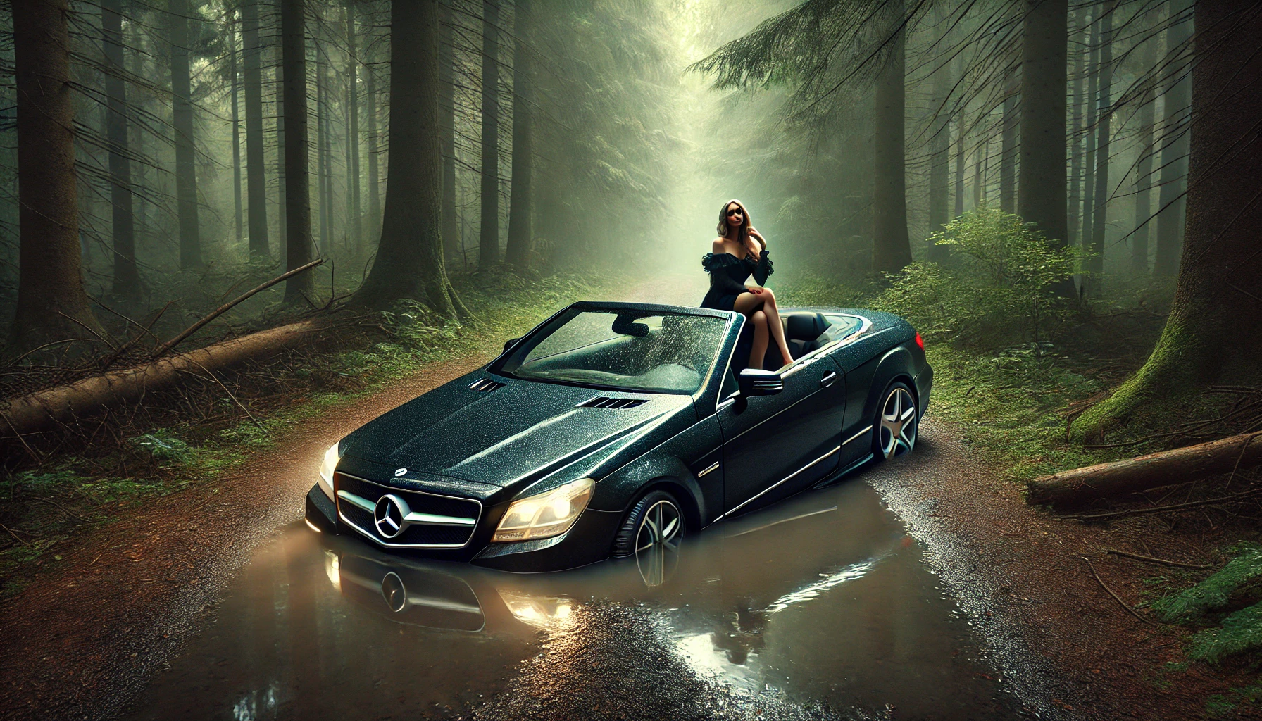 Wenn im Pfälzerwald des Cabrio im Schlamm versinkt